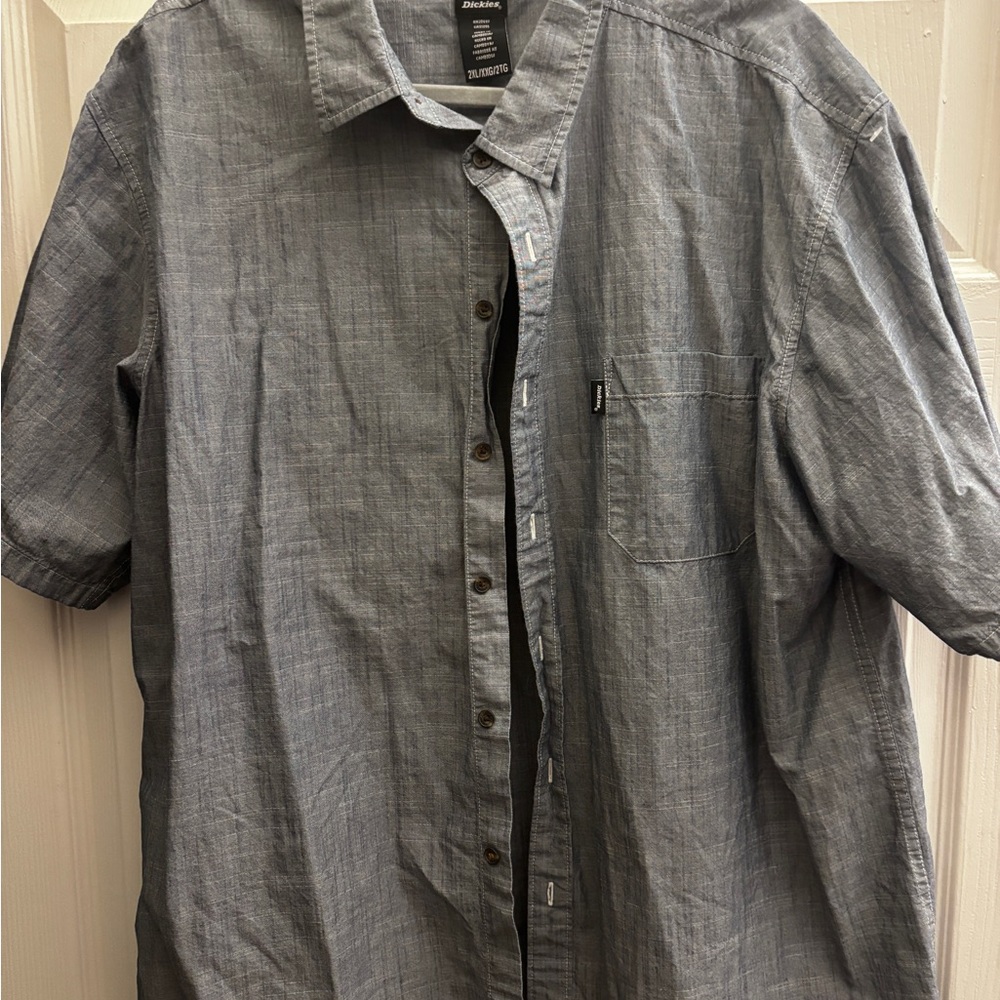 Dickies Modern fit, Gray Button-Up Shirt